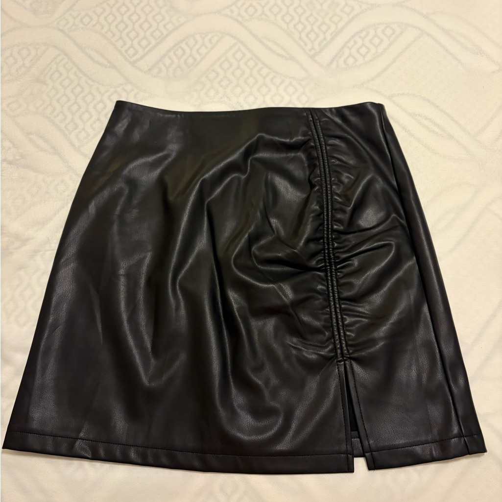 Topshop Black Ruched Pencil Skirt